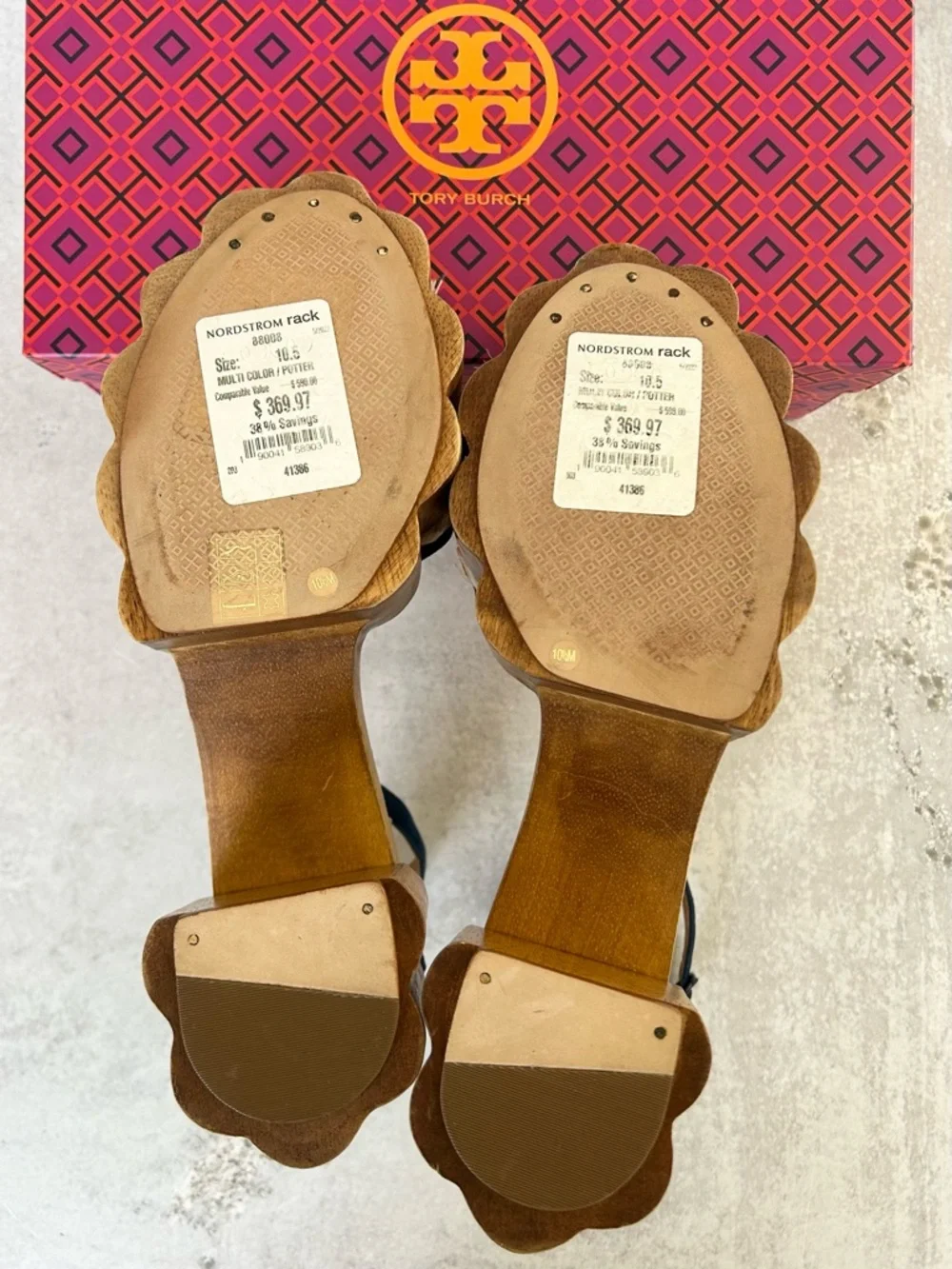 Tory Burch Alma Platform Wooden Block Heel Sandals, Blue Suede 10.5 Like New!